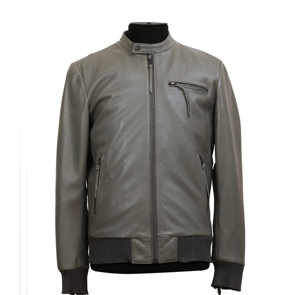 Bomber Slim Fit Leather Jacket - Smooth Hand Feel